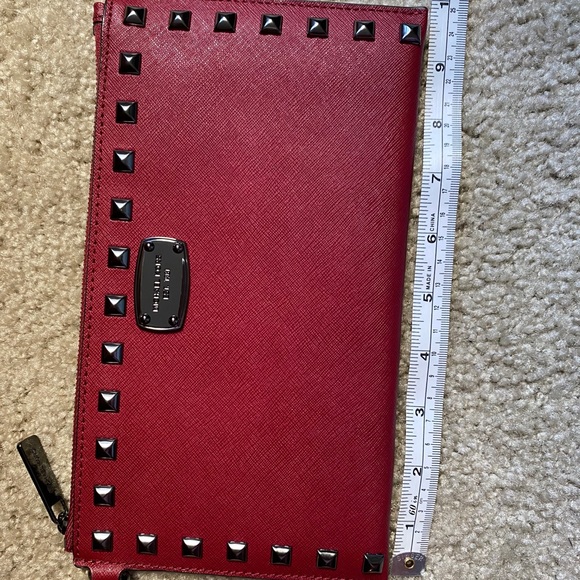 Michael Kors Studded Red Saffiano Wristlet - Picture 3 of 7